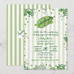 Invitation Pois doux pois vert Baby shower rayé