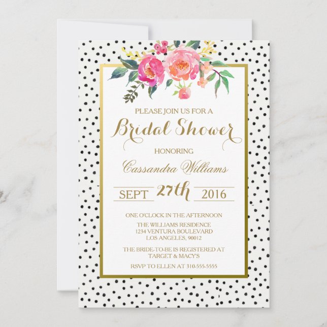 Invitation Pois moderne et Fête des mariées d'or (Devant)