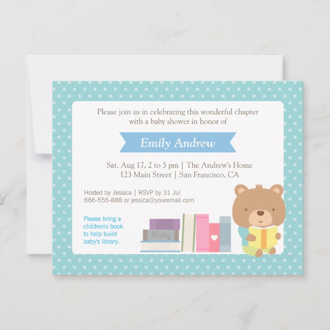Invitation Pois Réserver Cute Thématique Teddy Bear Baby show (Devant)