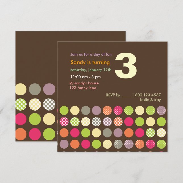 Invitation Pois rétro PixDezines/arrière - plan DO-IT-YOURSEL (Devant / Derrière)