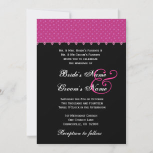 Invitation Pois roses et noirs