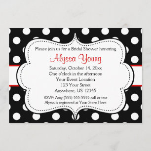Invitation Pois rouge et noire