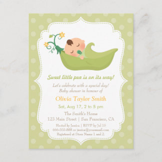 Invitation Pois sucré dans un pod garçon douche bébé Invitati
