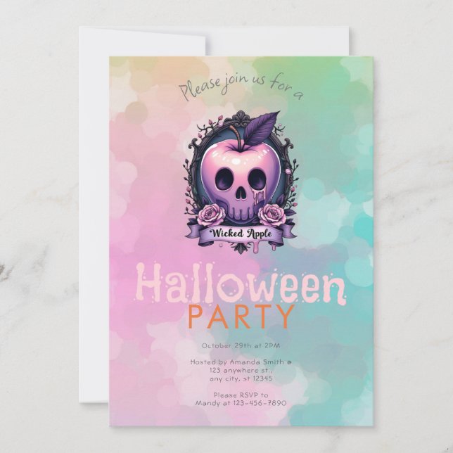 Invitation Poison à la pomme perdue Déplaisant Halloween Part (Devant)