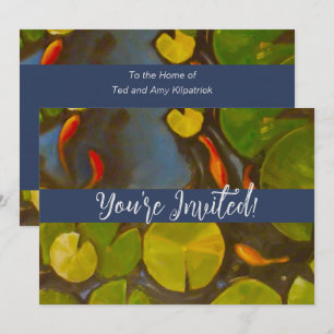 Invitation Poisson D'Or Koi Pond Water Lys