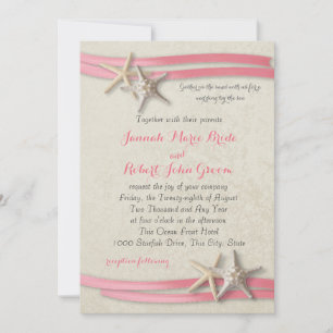 Invitation Poisson étoilée et ruban rose