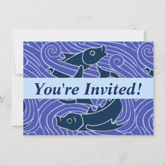 Invitation Poisson Gras Baignade Océan Bleu Pêche (Devant)