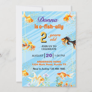 Invitation Poisson rouge à queue fantaisie pour fête d'annive