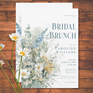 Invitation Poissons rustiques & Brunch nuptial bleu-dusty