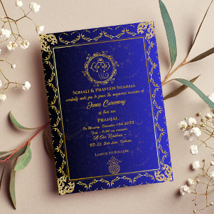 Invitation Poite Janeu Upanayanam Hindu Saint Thread Blue Gol