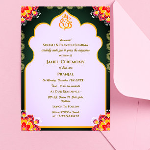 Invitation Poite Janeu Upanayanam Hindu Saint Thread Blue Gol