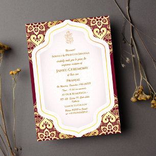 Invitation Poite Janeu Upanayanam Hindu Saint Thread Blue Gol