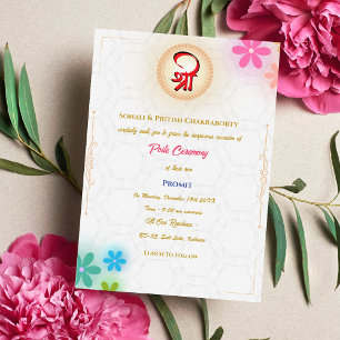 Invitation Poite Janeu Upanayanam Hindu Saint Thread Floral