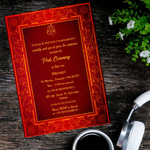 Invitation Poite Janeu Upanayanam Hindu Saint Thread Floral