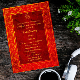 Invitation Poite Janeu Upanayanam Hindu Saint Thread Floral
