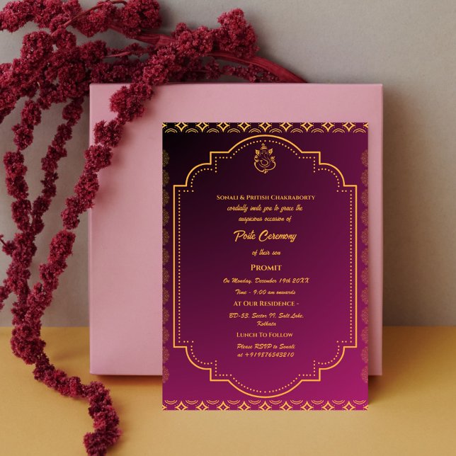 Invitation Poite Janeu Upanayanam Hindu Saint Thread Floral (Créateur téléchargé)