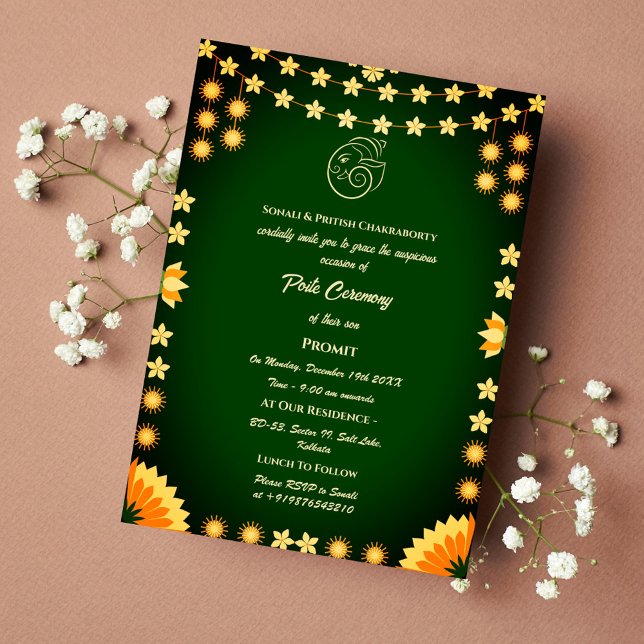Invitation Poite Janeu Upanayanam Hindu Saint Thread Floral (Créateur téléchargé)