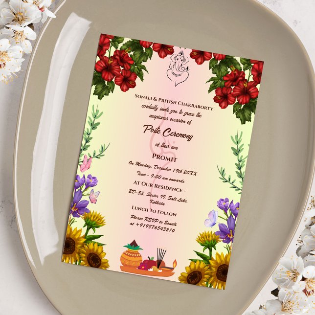 Invitation Poite Janeu Upanayanam Hindu Saint Thread Floral (Créateur téléchargé)