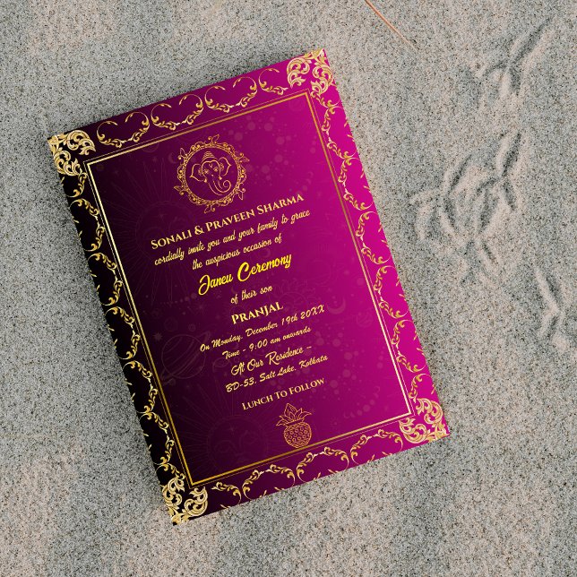 Invitation Poite Janeu Upanayanam Hindu Thread Turquoise or (Créateur téléchargé)