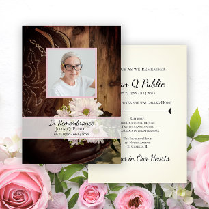 Invitation Poitrine rose Boot Boot Occidental Décès Anniversa
