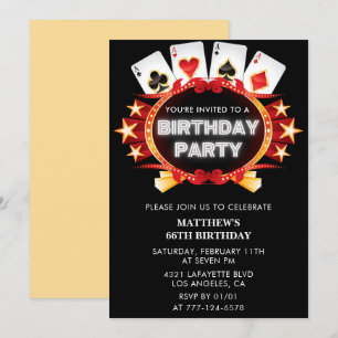 Invitation Poker Casino Playing card 66e anniversaire invitat