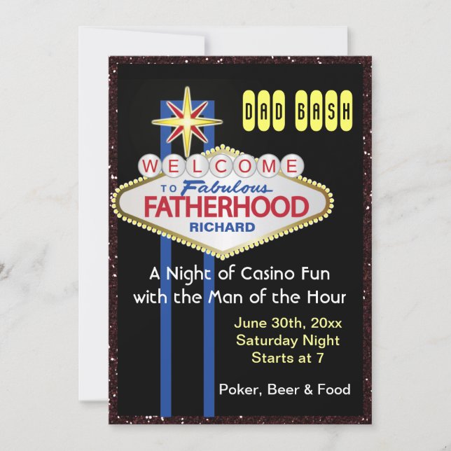 Invitation Poker Party New Daddy Baby shower (Devant)