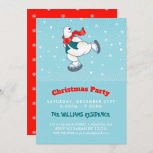 Invitation Polar bear on ice skates