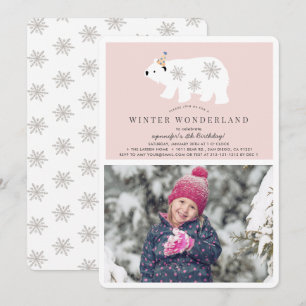 Invitation Polar Bear Winter Wonderland Photo Rose Anniversai