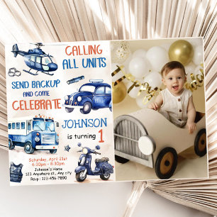 Invitation Police Boy 1er Anniversaire Photo