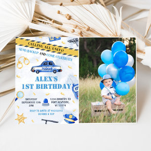 Invitation Police Boy 1er Anniversaire Photo
