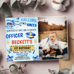 Invitation Police Boy 1er Anniversaire Photo