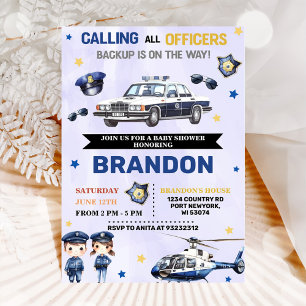 Invitation Police Boy Baby shower Party