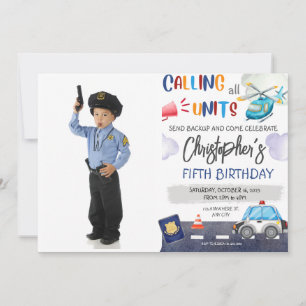 Invitation Police Cop Policeman fête d'anniversaire