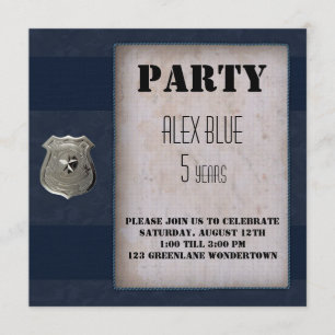 Invitation Police Créative thème bleu 5ème anniversaire