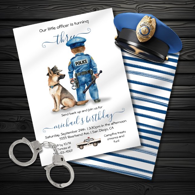 Invitation Police de la ville fête d'anniversaire (Créateur téléchargé)