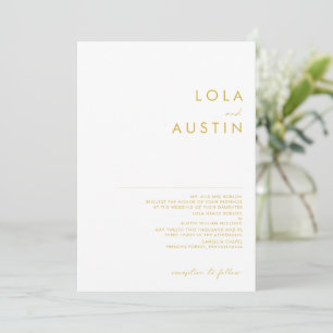 Invitation Police d'or minimaliste moderne Mariage traditionn