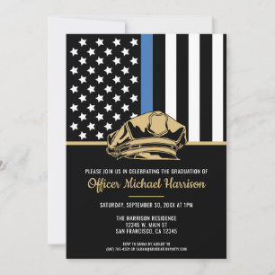 Invitation Police Graduation Party Blue Line Police Enforceme