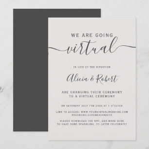 Invitation Police grise beige moderne mariage virtuel