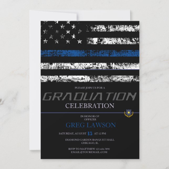 Invitation Police | Léger Bleu Police Graduation (Devant)