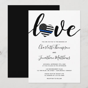 Invitation Police Mince Ligne bleue Mariage de l'application
