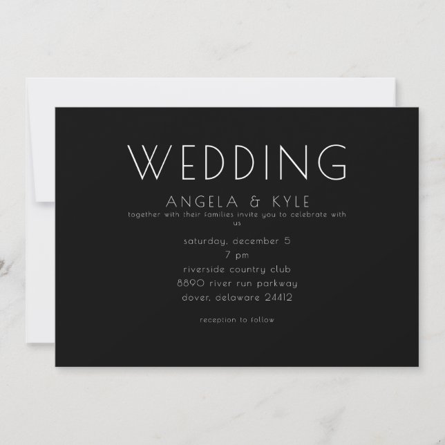 Invitation Police moderne noir Mariage horizontal (Devant)