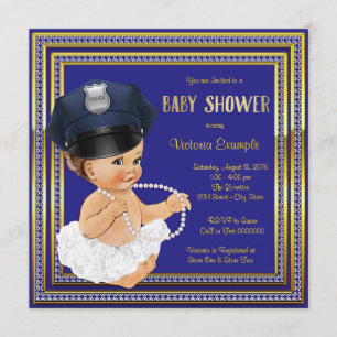 Invitation Police Officier Baby Girl Douche