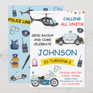 Invitation Police Officier Policier Parti d'anniversaire
