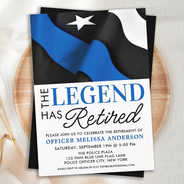 Invitation Police Retirement Party Bleu American Drapeau (Créateur téléchargé)