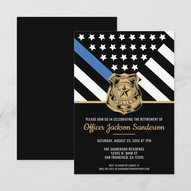 Invitation Police Retraite Ligne bleue Application de la loi (Devant / Derrière)