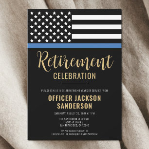 Invitation Police Retraite Party Blue Line Police Enforcement