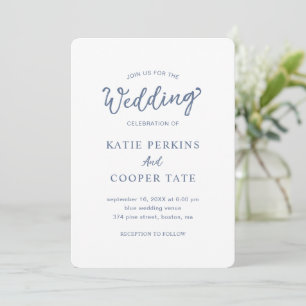 Invitation Polices simples Dusty Blue Bold Mariage moderne