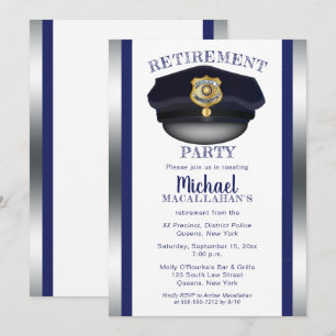 Invitation Policier Police Parti de retraite Casquette de