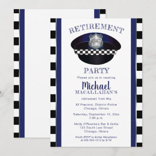 Invitation Policier   Police   Parti de retraite Casquette de