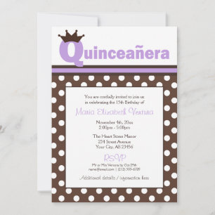 Invitation Polka Dot Brown & Purple Quinceañera
